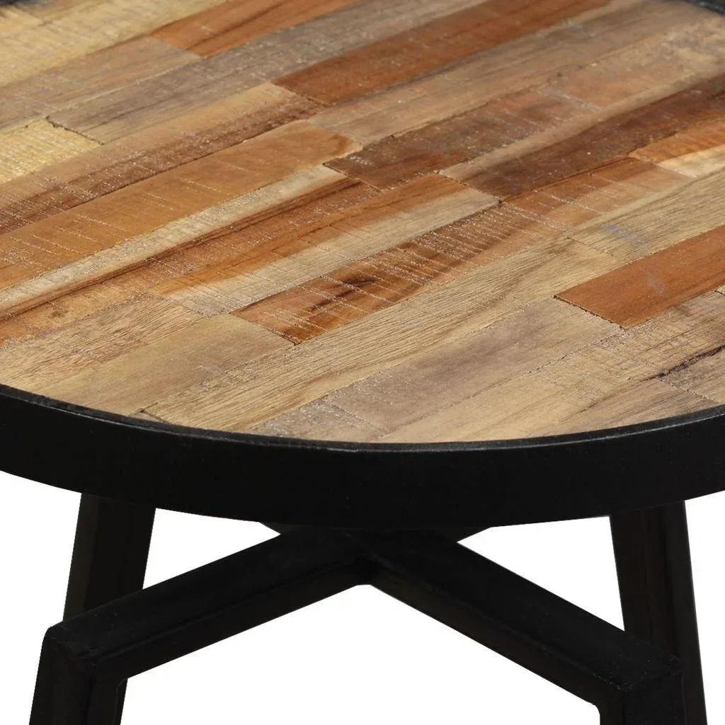 Couchtisch rund massiv recyceltes Teakholz