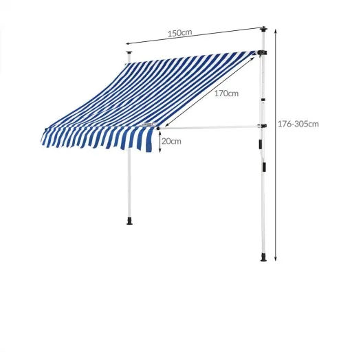 Klemmmarkise blau/weiß 150cm