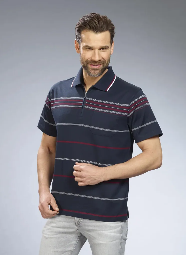 Poloshirt gestreift, Farbe marine, Gr.M