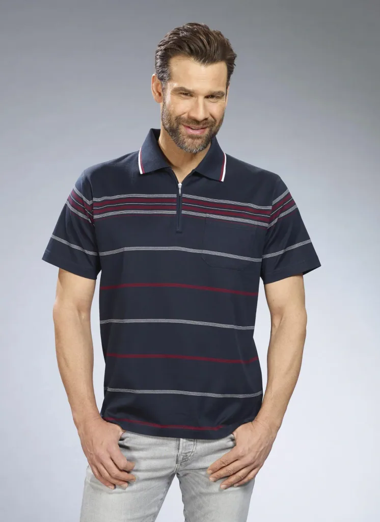 Poloshirt gestreift, Farbe marine, Gr.M