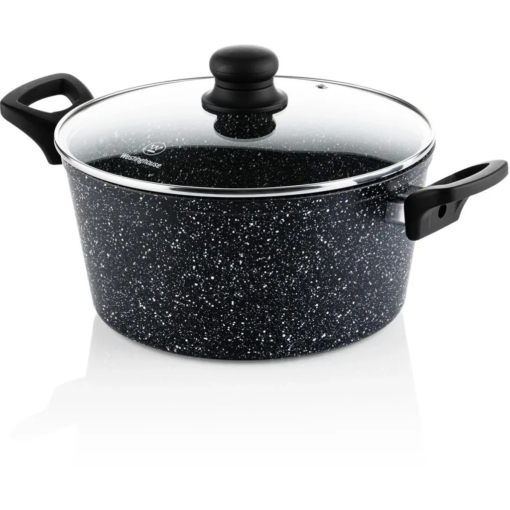 NL Schwarzer Marmor Kochset - Kochtopf 24 cm + Wokpfanne 30 cm - Schwarz