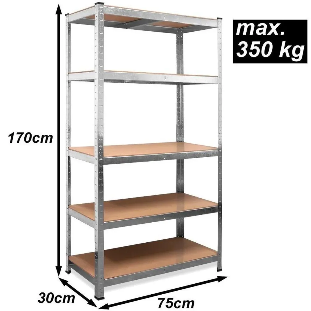 2 Regale mit 5 Böden - 175x75x30 cm - 350 kg