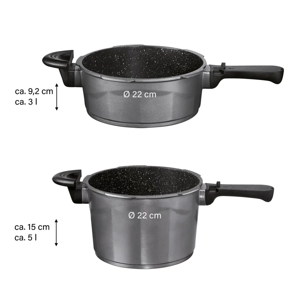Aluguss Schnellkochtopf-Set 6 tlg. 5 Liter + 3 Liter