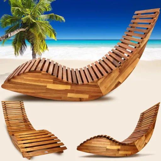 Ergonomischer Schaukelstuhl Akazienholz FSC zertifiziert - 2 Stück