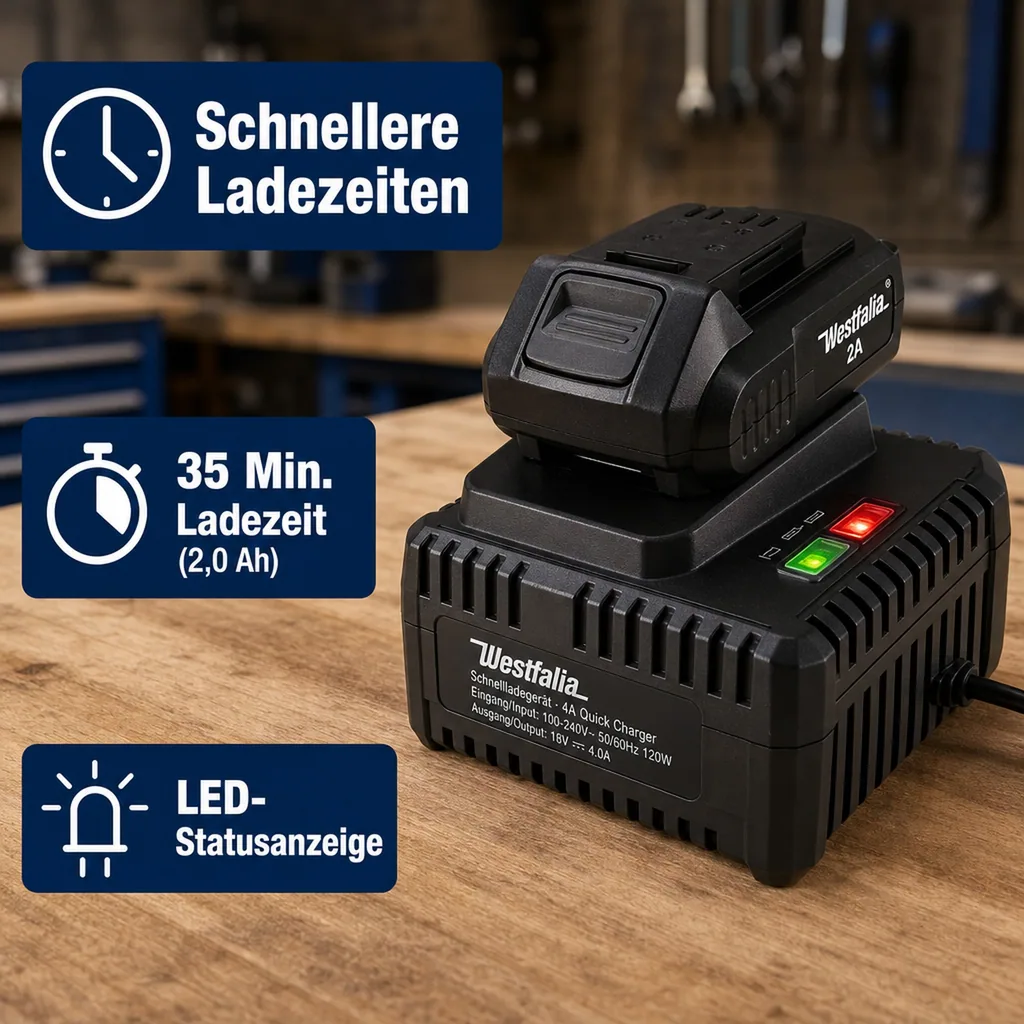Starter-Set Quick 18 V Li-Ion: 1 x Akku 2,0 Ah + 1 x Schnellladegerät 4 A