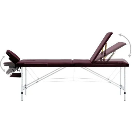 Klappbarer Massagetisch 3 Zonen Aluminium lila