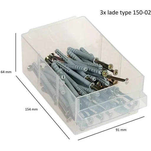 Schubladenblock mit 44 Schubladen - 51x30,6x15cm MIT losem Einsatz A9-1 - Kunststoff