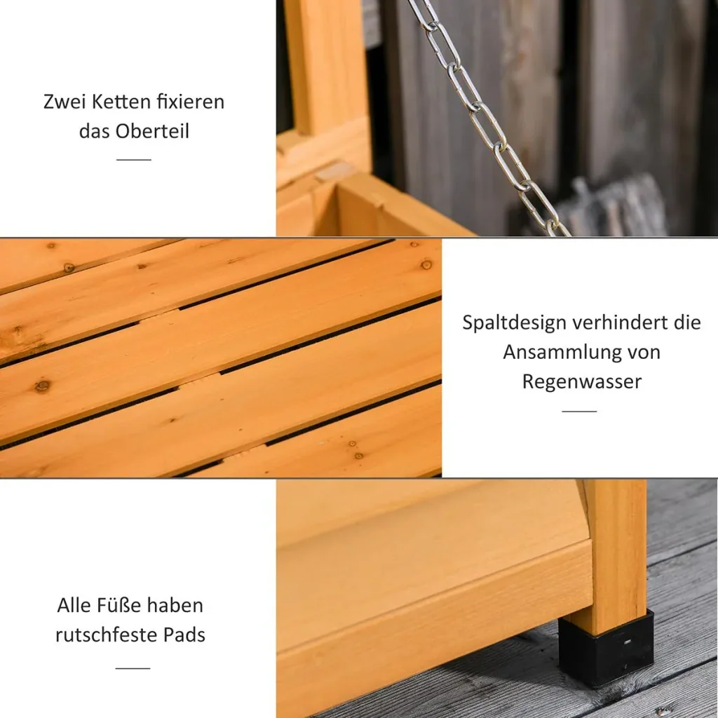 Gartenschrank Gerätehaus Gerätescharank wasserbeständig Tannenholz dauerhaft große Raum 127 x 56 x 60 cm Gelb