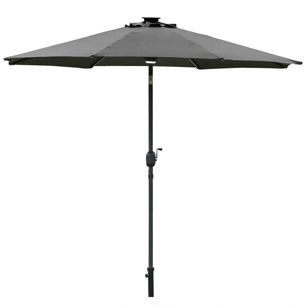 Sonnenschirm im Freien Gartenschirm mit Solarbeleuchtung LED Sonnenschutz Stahl Aluminum Polyester Dunkelgrau Ø266 x 245