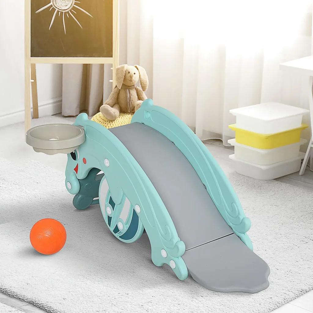 3-in-1 Kinder Schaukeltier mit Basketballkorb