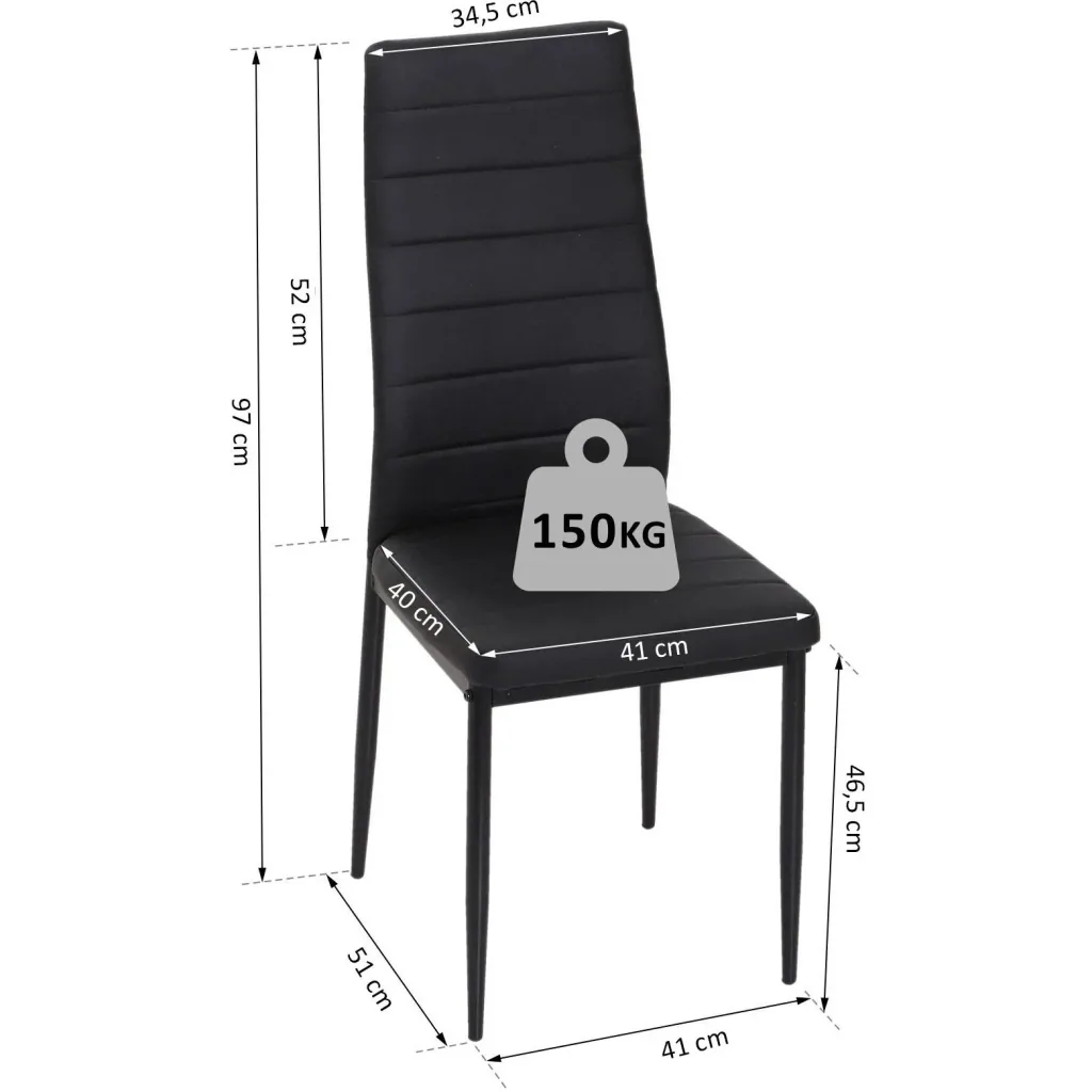 4er-Set Esszimmerstuhl Küchenstuhl Luxus Essgruppe Polsterstuhl Stuhl Hochlehner Kunstleder + Metall