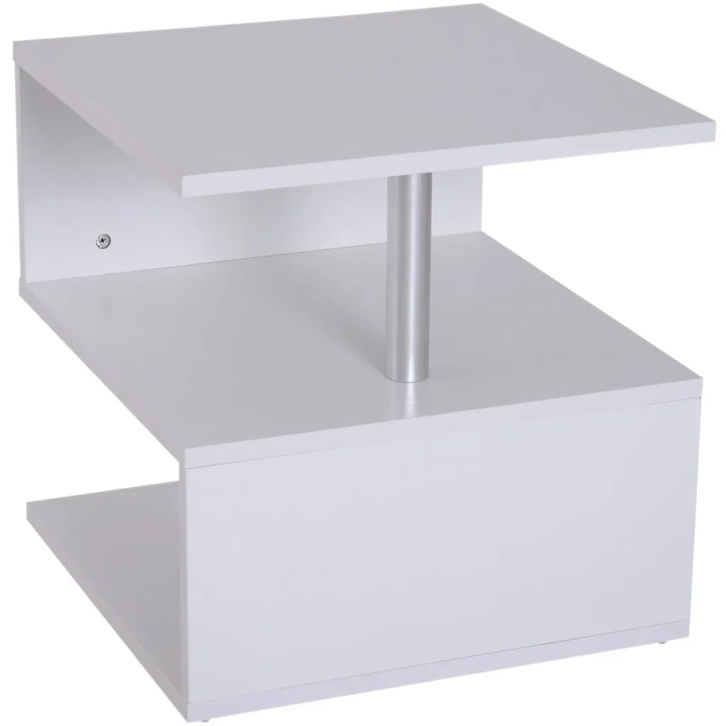 Beistelltisch Couchtisch Sofatisch 3 x Fach Spanplatte + Alulegierung Weiß 48 x 48 x 48 cm