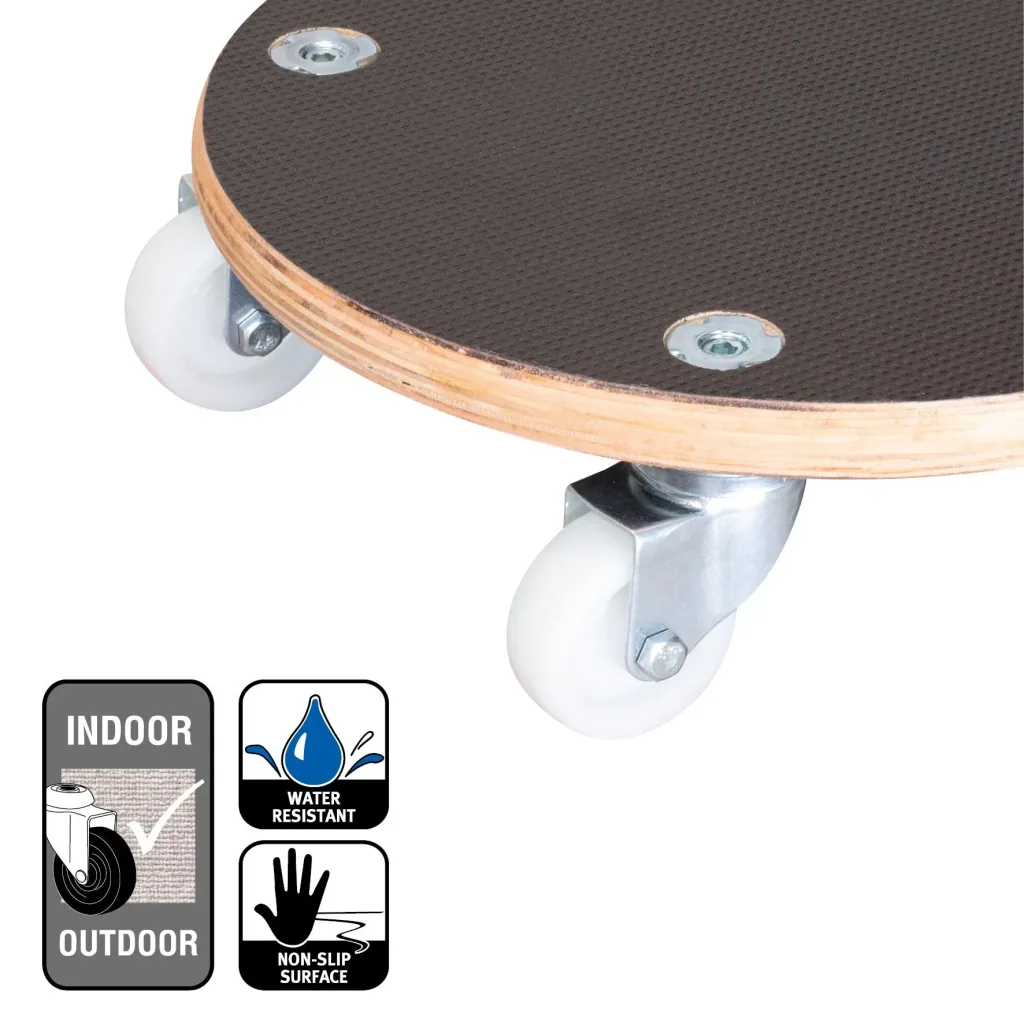 Multi Roller MR 1351, Ø 29 x 8,5 cm, harte Rollen Ø 50 mm, Gleitlager, Multiplex Platte FSC®, Tragkraft 200 kg