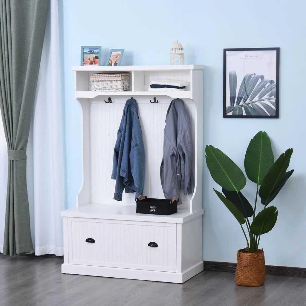 Garderobe mit Bank, weiß