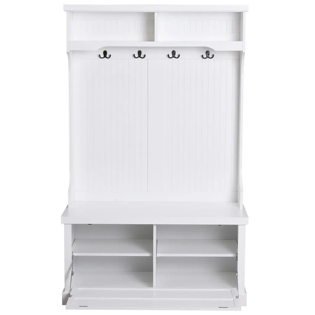 Garderobe mit Bank, weiß