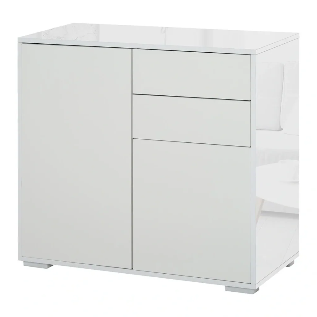 Standschrank Aufbewahrungsschrank Mehrzweckschrank Aktenschrank Kommode 2 Schublade 2 Türen E1 Spanplatte Weiß 79 x 36