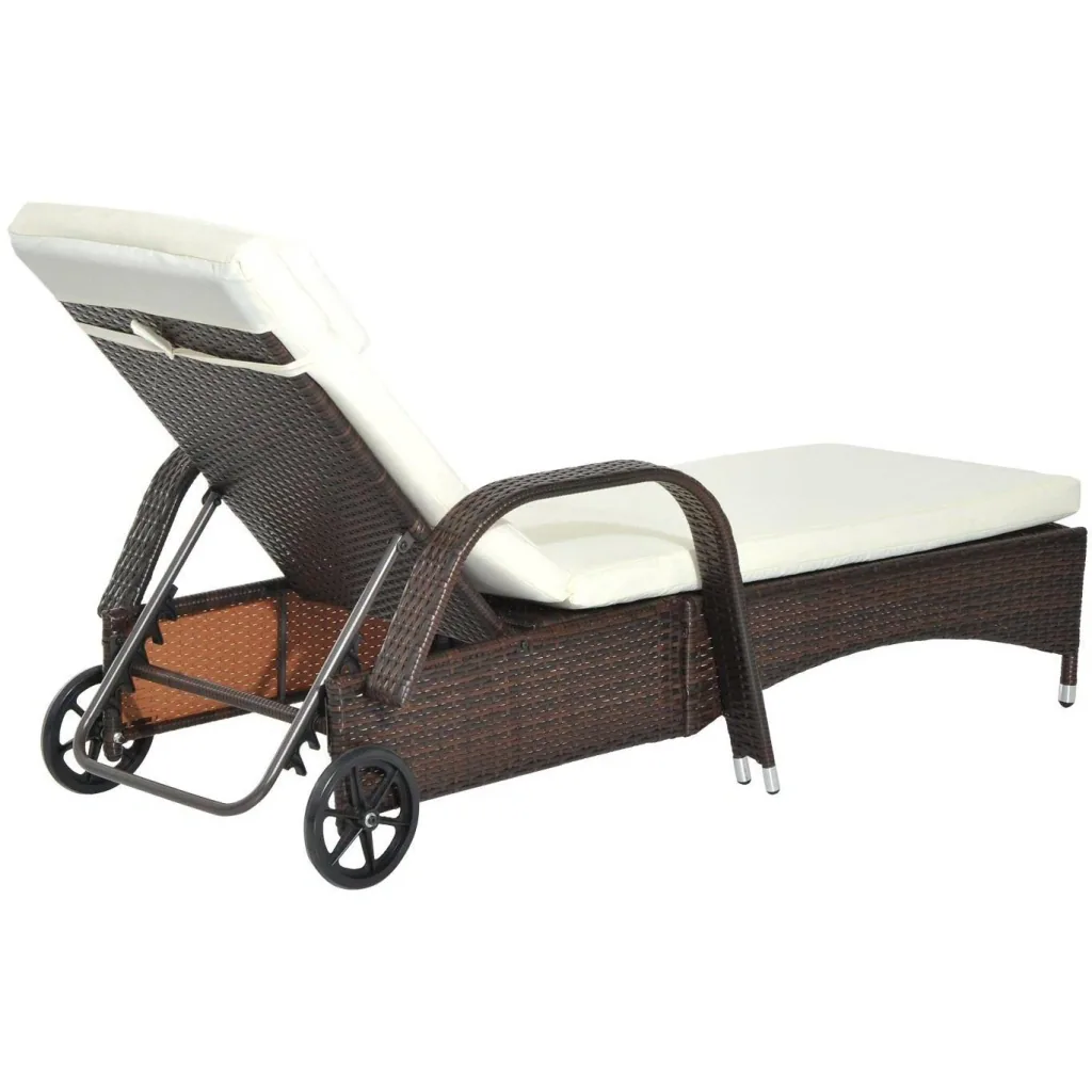 Mobile Gartenliege Kaffeebraun Rattanliege Polyrattan