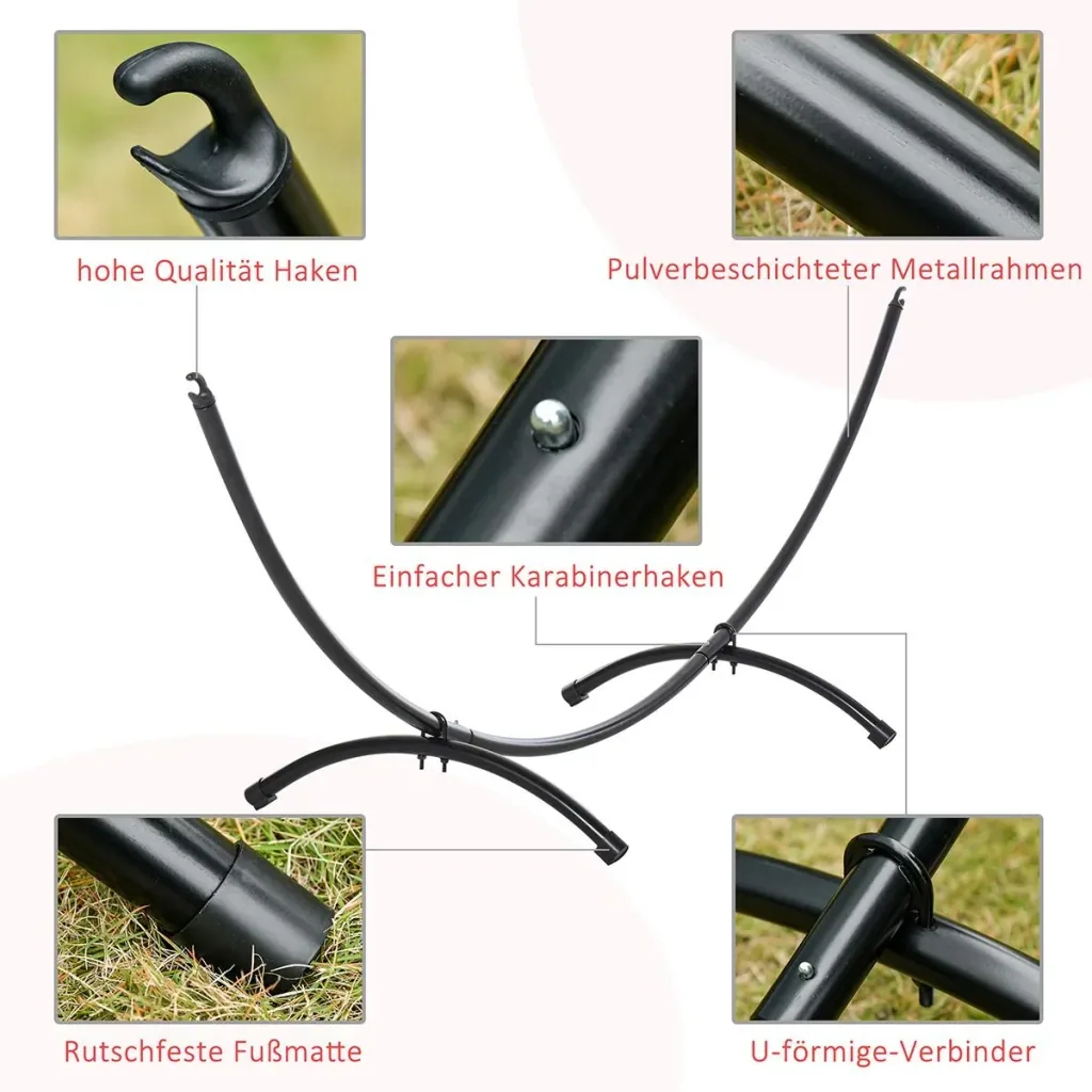 Hängemattengestell aus Metall Schwarz