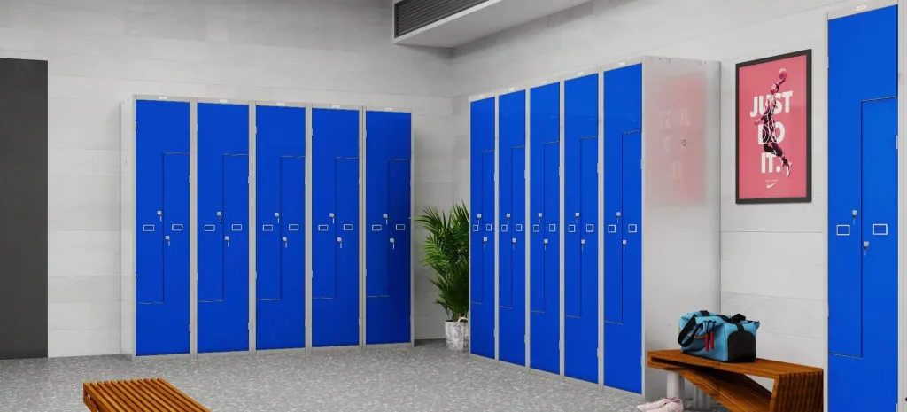 Schließfach-Spind Z PLZ-Serie - 2 Türen mit Schlüsselschlössern, grau-blau