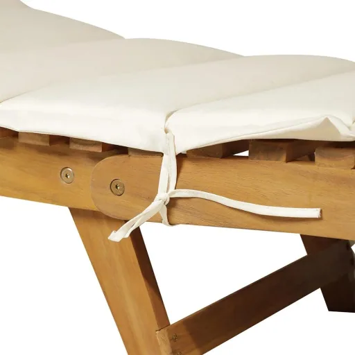 Sonnenliege Relaxliege Gartenliege Gartenmöbel faltbar Akazienholz mit Kissen Teak + Weiß 53 x 191 x 60,5 cm