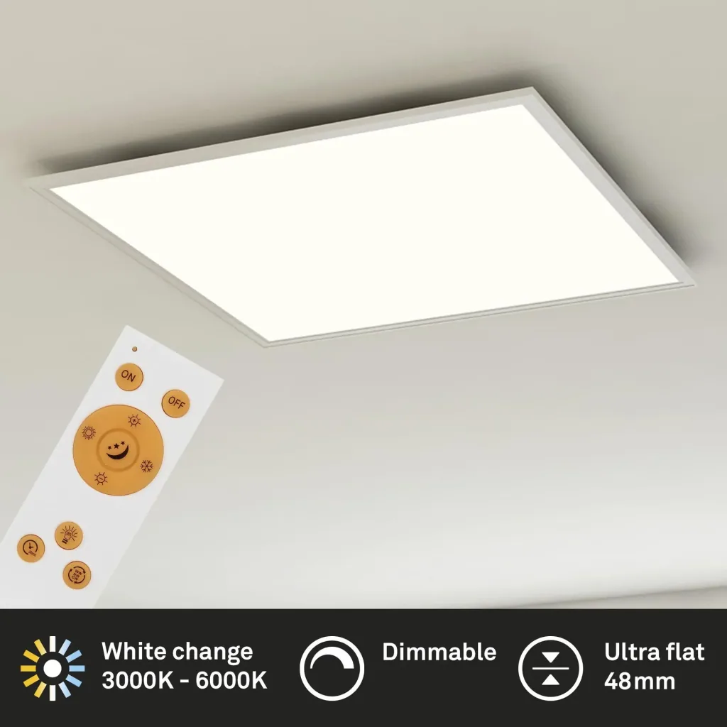 Ultraflaches LED Panel, viereckig, 59,5 cm, CCT, 36 Watt, weiß
