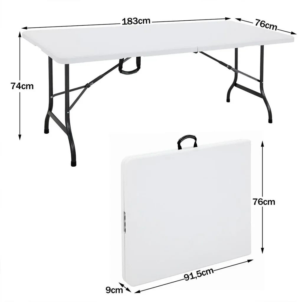 Klapptisch | Campingtisch | Gartentisch | Klapptisch | weiß - Kunststoff 183 x 76 x 74 cm