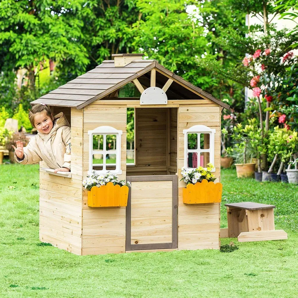Spielhaus - Kinder 3-7 Jahre - Kiefernholz - 113 x 94 x 134,5 cm