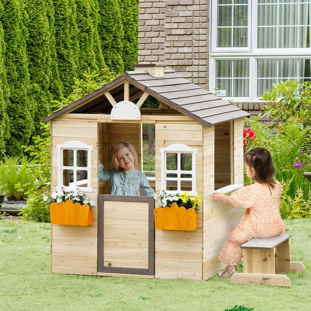 Spielhaus - Kinder 3-7 Jahre - Kiefernholz - 113 x 94 x 134,5 cm