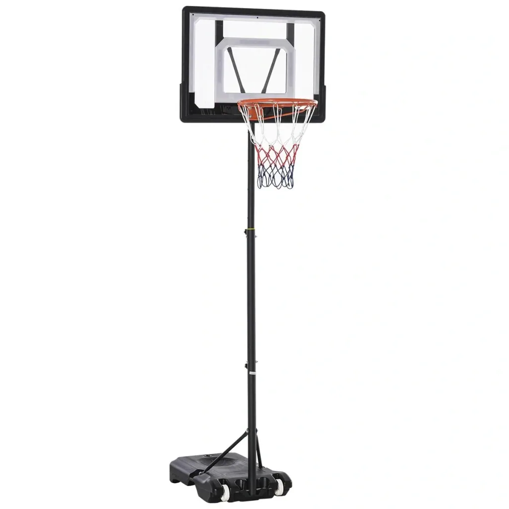 Basketballständer höhenverstellbar Basketballanlage für Kinder Basketballkorb mit Räder draußen Stahl PVC HDPE Schwarz 8