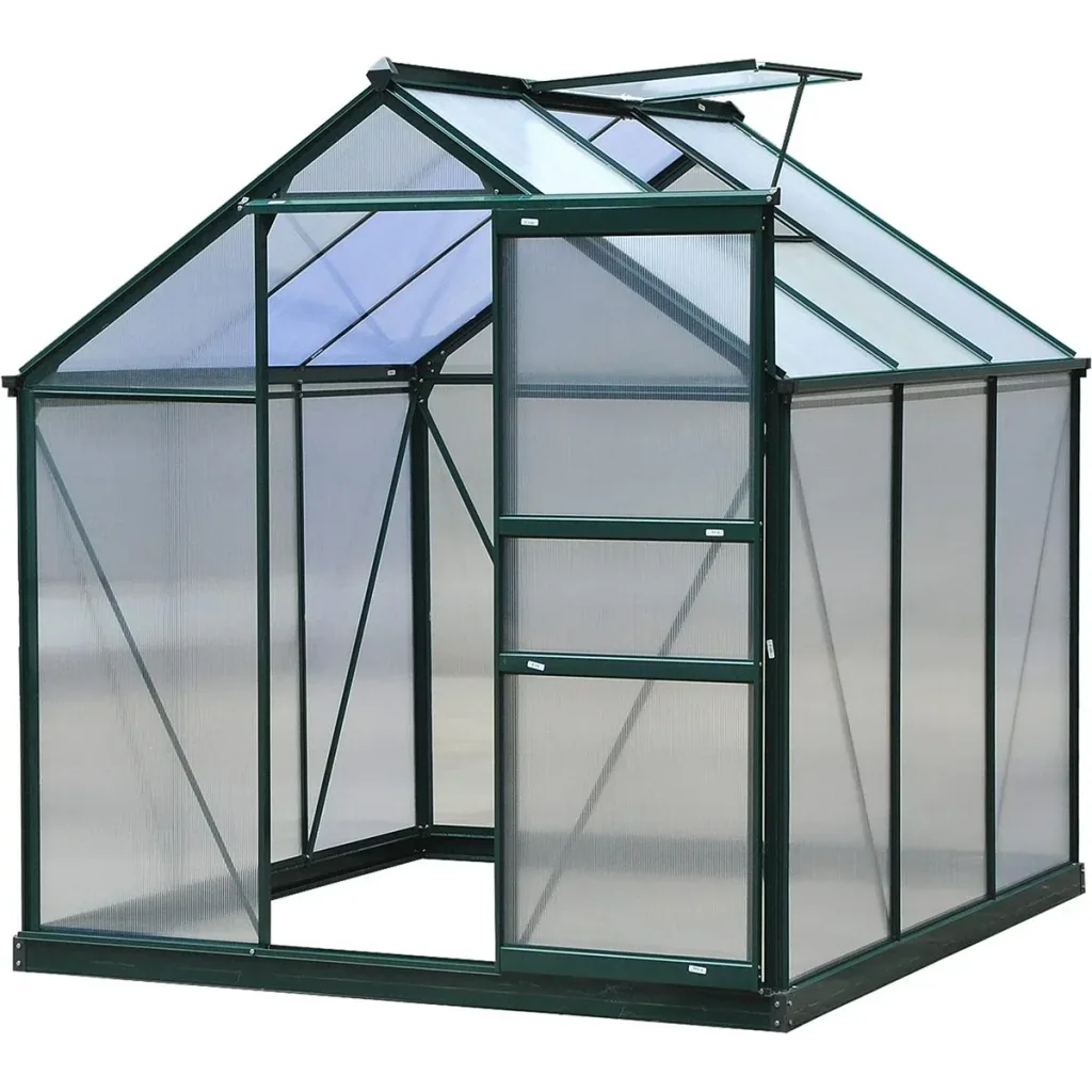 Gewächshaus mit Dachluke - Gehäuse aus Polycarbonat - 190 x 132 x 201 cm