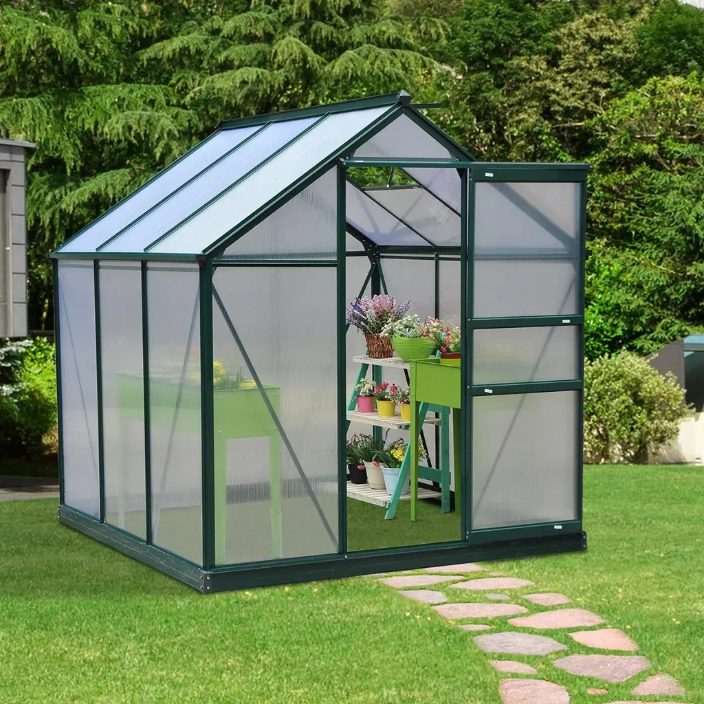 Gewächshaus mit Dachluke - Gehäuse aus Polycarbonat - 190 x 132 x 201 cm