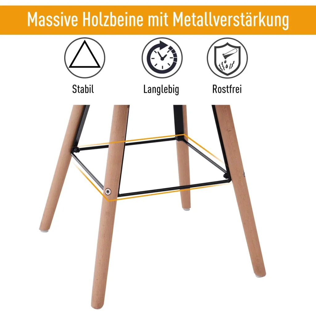 2er-Set Küchenstuhl Esszimmerstuhl mit Rückenlehne Polstersessel Kunstleder Cremeweiß 50 x 44 x 83 cm