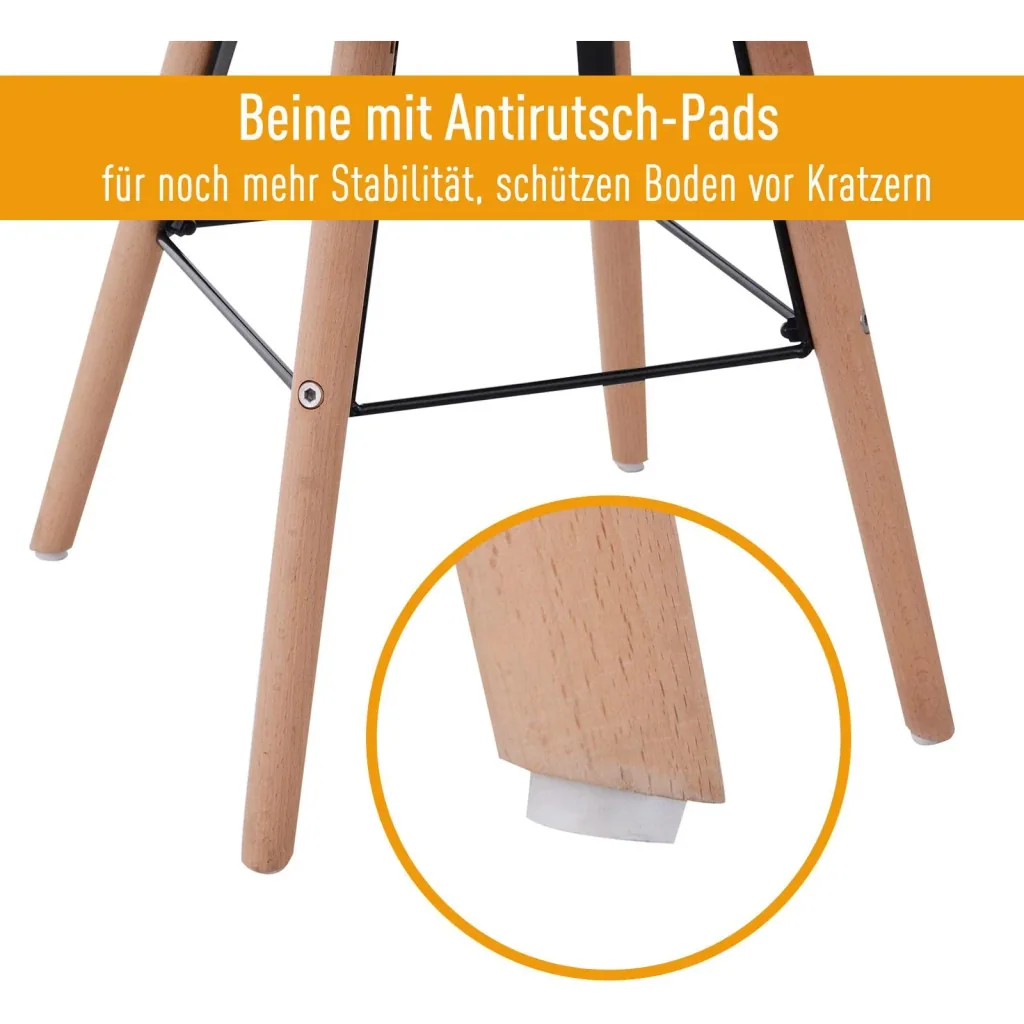 2er-Set Küchenstuhl Esszimmerstuhl mit Rückenlehne Polstersessel Kunstleder Cremeweiß 50 x 44 x 83 cm