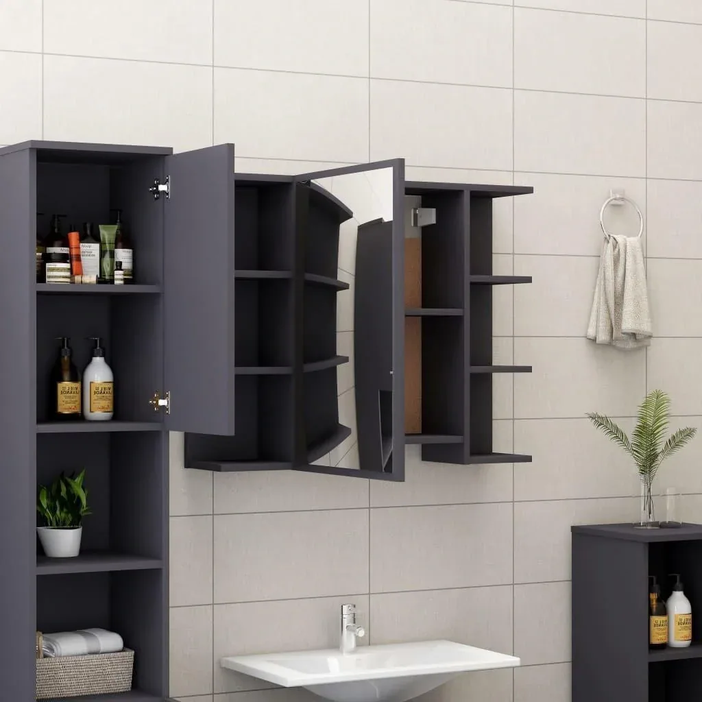 Badspiegelschrank 80x20,5x64 cm Spanplatte grau