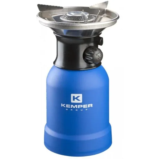Gaskocher mit Windschutz und Piezo-Zündung 1200 Watt Blau