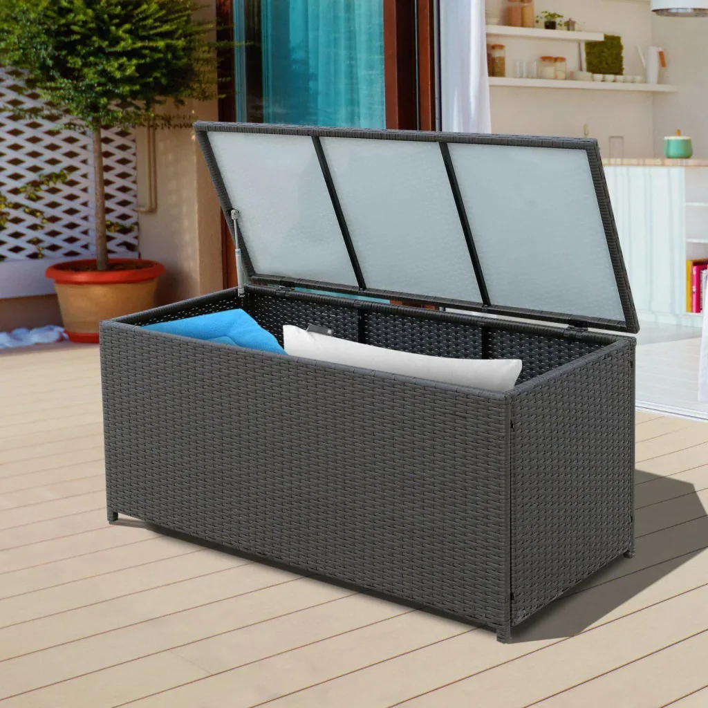 Polyrattan Auflagenbox Gartenbox Metall Braun