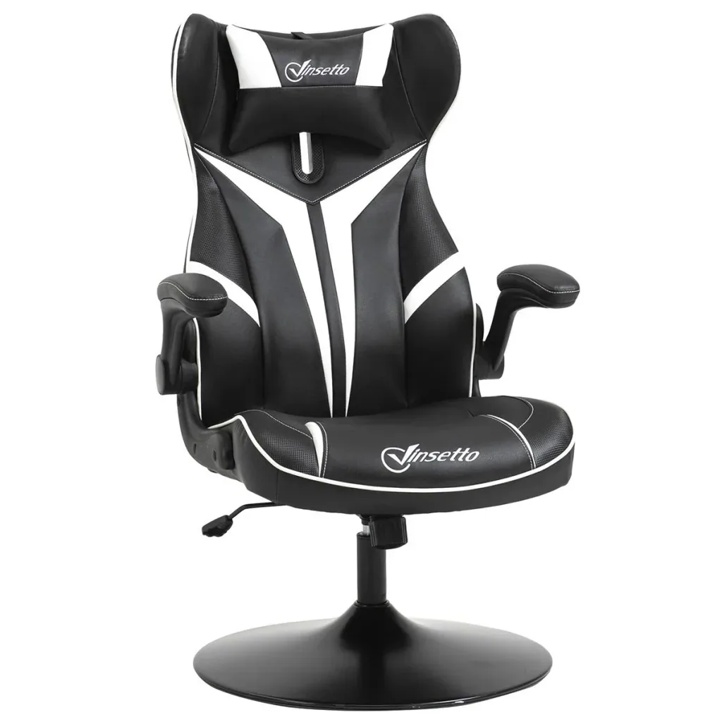 Gaming Stuhl ergonomischer Computerstuhl mit Wippfunktion Drehstuhl höhenverstellbar Stahl Schwarz+Weiß 67 x 75 x 106-11