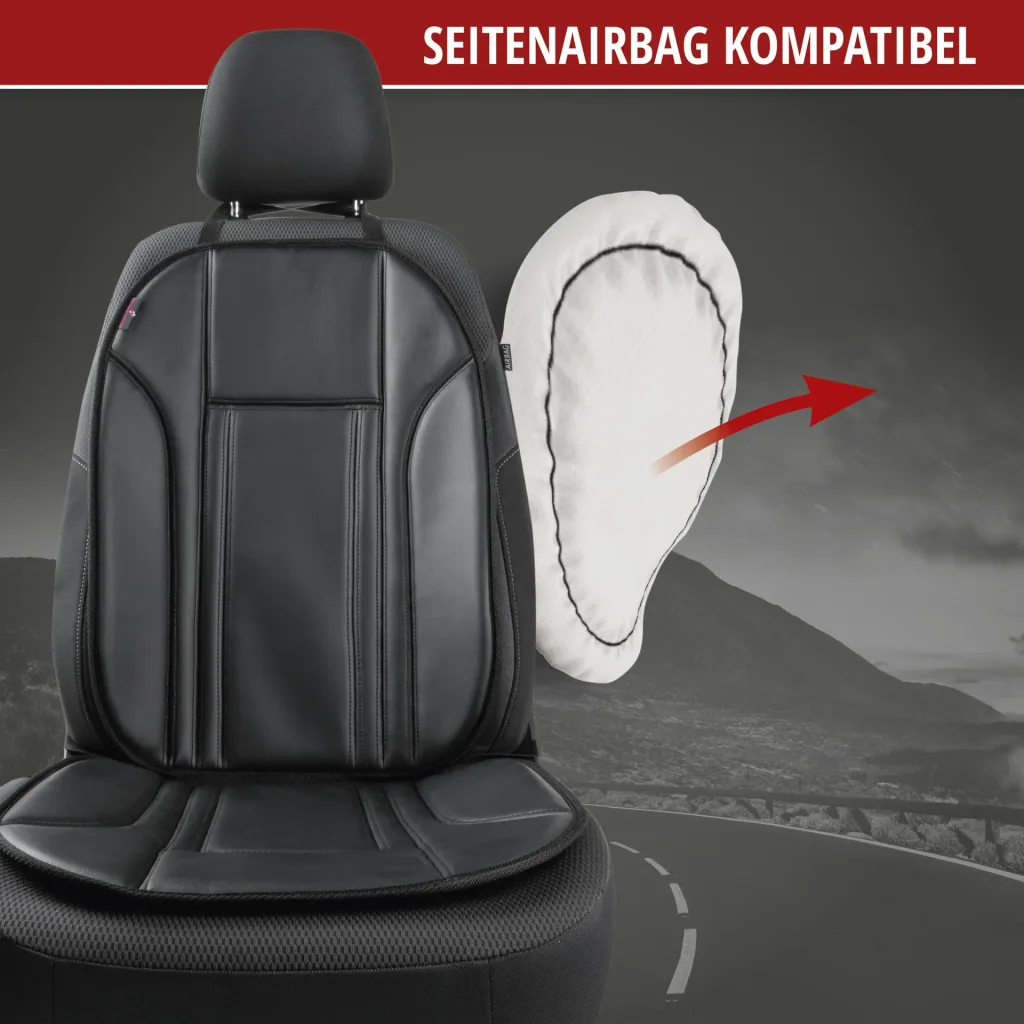 PKW Sitzauflage Ravenna, Auto-Sitzaufleger aus Kunstleder schwarz