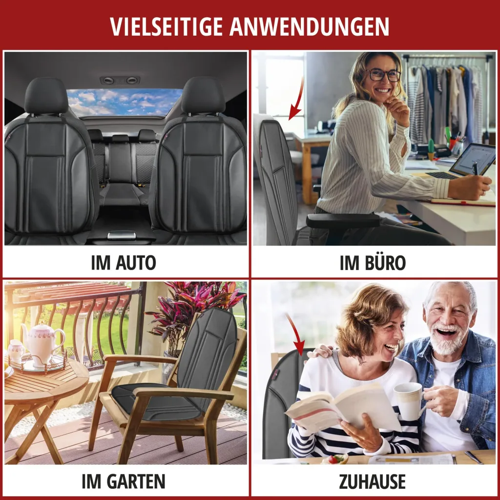 PKW Sitzauflage Ravenna, Auto-Sitzaufleger aus Kunstleder schwarz