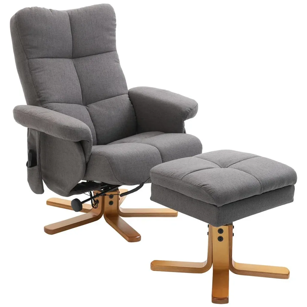 Massagesessel mit Fußhocker Relaxsessel Fernsehsessel TV Sessel 145°-Neigung Polyester Dunkelgrau 80 x 86 x 99 cm