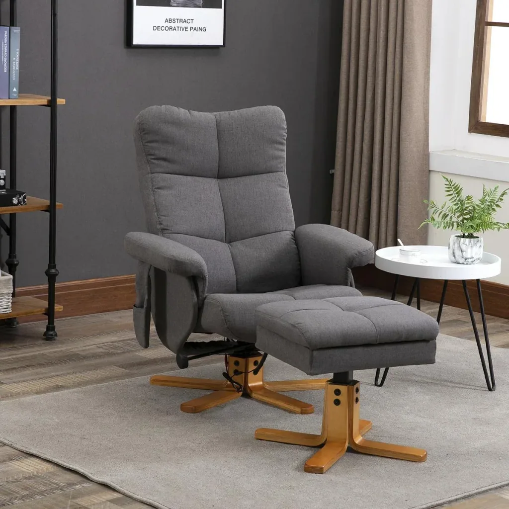 Massagesessel mit Fußhocker Relaxsessel Fernsehsessel TV Sessel 145°-Neigung Polyester Dunkelgrau 80 x 86 x 99 cm