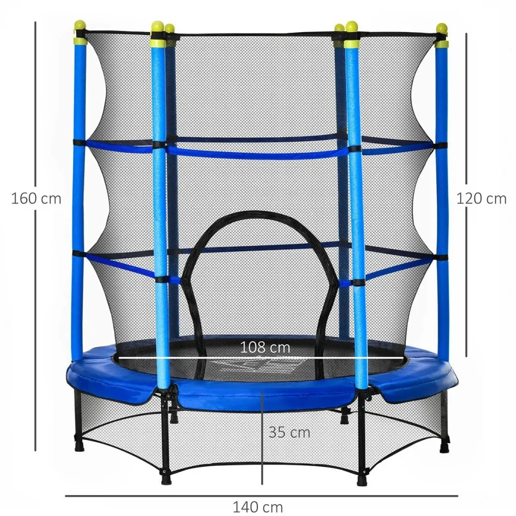 Trampolin für Kinder Ø140 cm Fitness-Trampolin mit Sicherheitsnetz Randabdeckung Gummiseil gepolstert Indoor Outdoor Spr