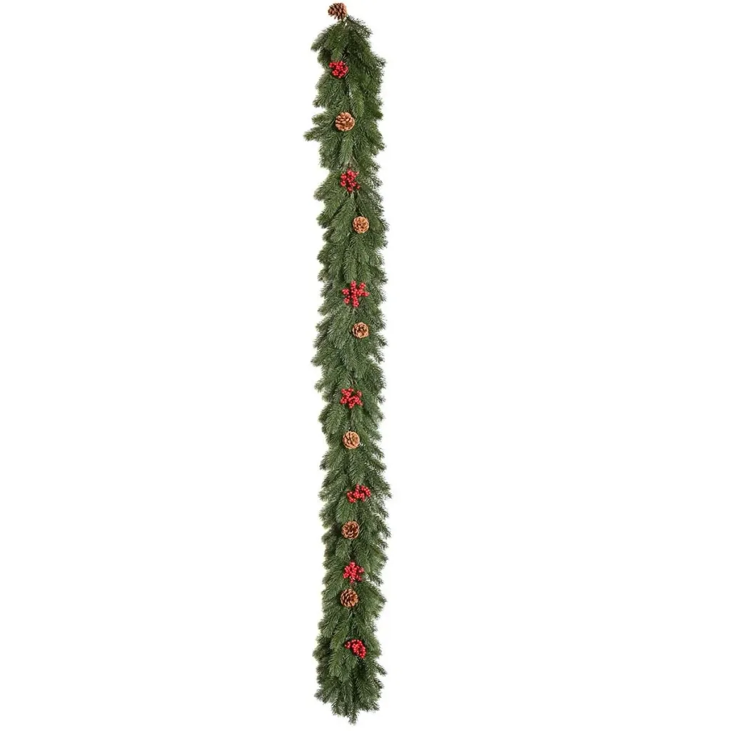 1,9M künstliche Weihnachtsgirlande Blumendekoration mit Tannenzapfen Beeren