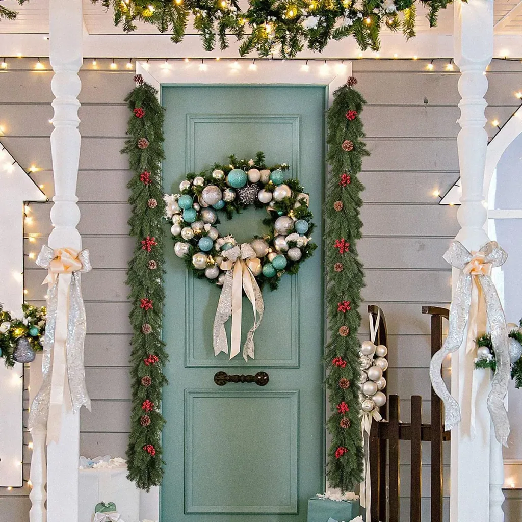 1,9M künstliche Weihnachtsgirlande Blumendekoration mit Tannenzapfen Beeren