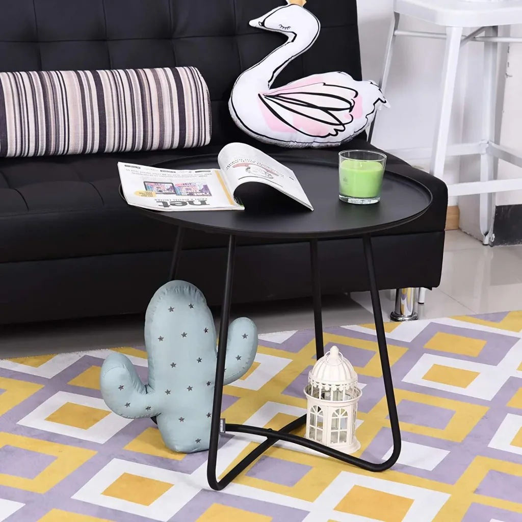 Beistelltisch Couchtisch Koffeetisch Tablett Metall Schwarz Ø62 x 55 cm