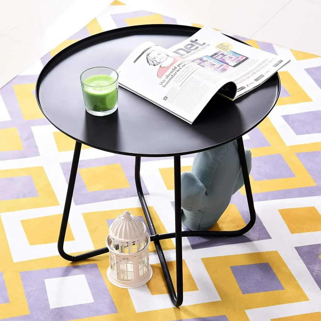 Beistelltisch Couchtisch Koffeetisch Tablett Metall Schwarz Ø62 x 55 cm