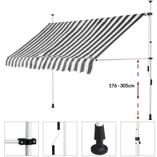 Klemmmarkise Weiß/Grau 350cm