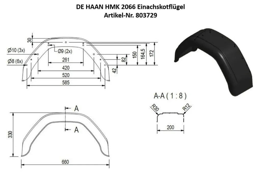 DE HAAN HMK 2066 Einachskotflügel, Spannweite 660 mm