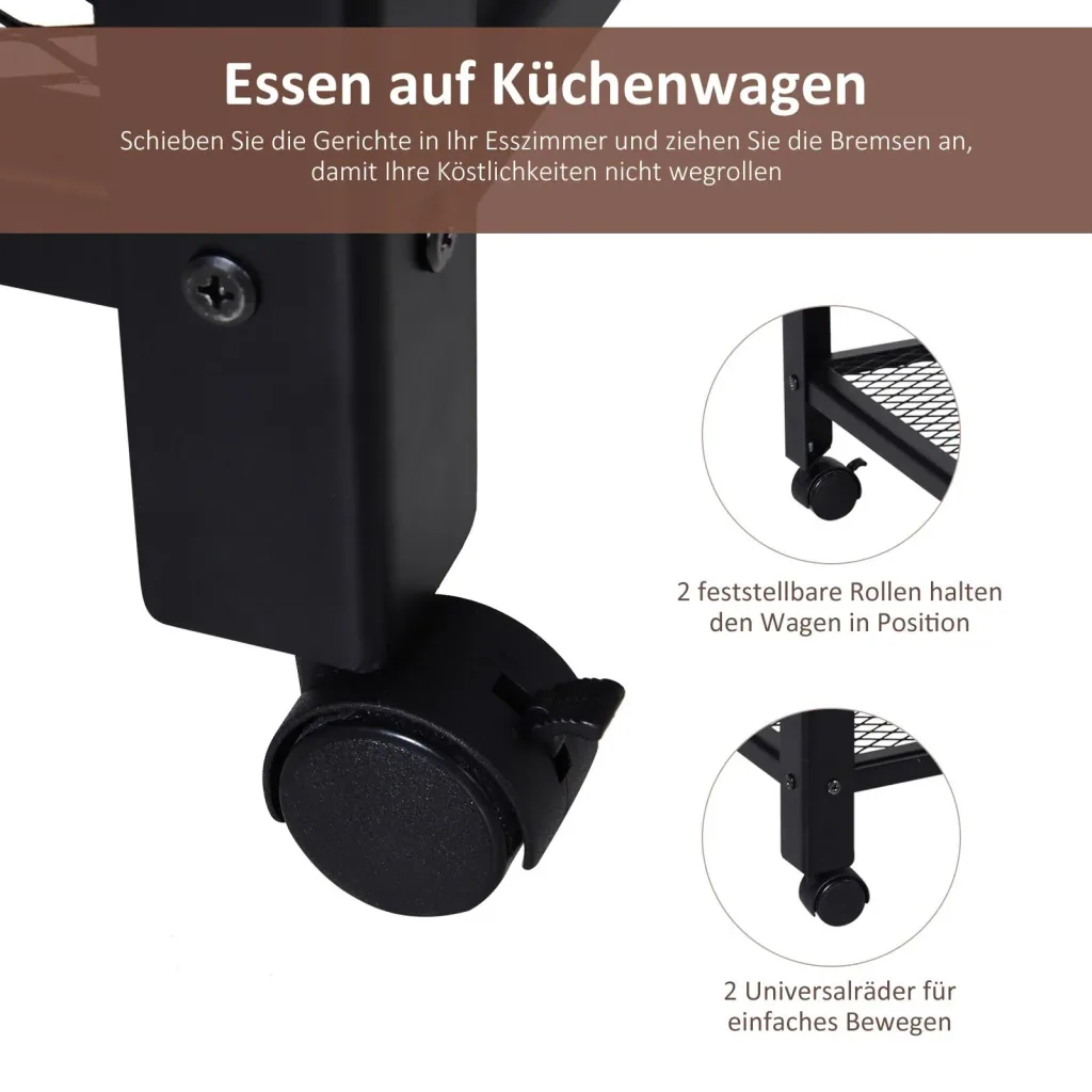 Servierwagen mit 3 Ablageflächen