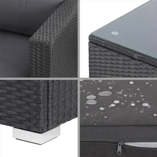 Polyrotan Lounge-Set 16-Sitzer - Schwarz-Anthrazit